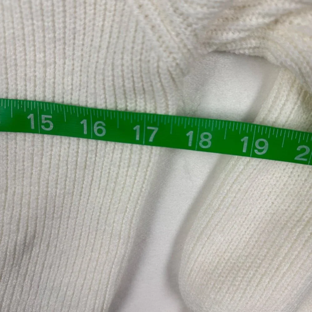 XS Lulus Pullover Fit For Fall Ivory Surplice Balloon Sleeve Sweater - Picture 9 of 10